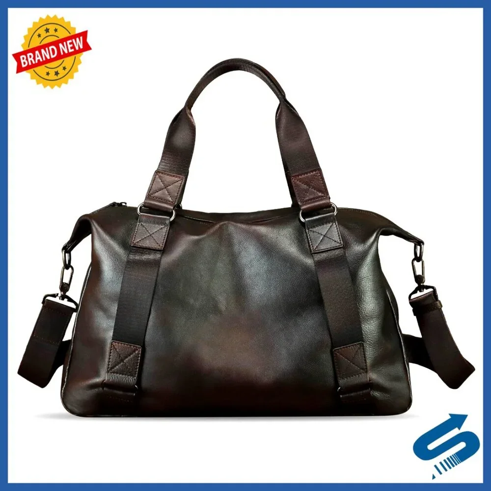 Genuine Leather Messenger Bag for Business Travel with Adjustable Strap